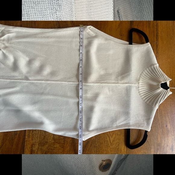 White CHANEL knit onesie romper bodysuit turtleneck sleeveless vintage not worn - Picture 6 of 12